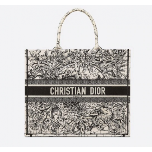 DIOR BOOK TOTE Latte Multicolor Dior Zodiac Bordado M1286Z