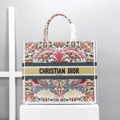 DIOR BOOK TOTE Latte Multicolor Dior Zodiac Bordado M1286Z-2