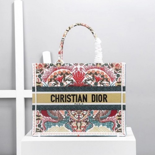 DIOR BOOK TOTE Latte Multicolor Dior Zodiac Bordado M1287Z-1