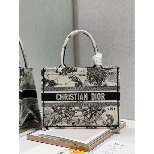 DIOR BOOK TOTE Latte Multicolor Dior Zodiac Bordado M1296ZR