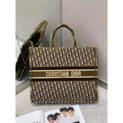 DIOR BOOK TOTE Terciopelo bordado oblicuo M1297ZW Marrón