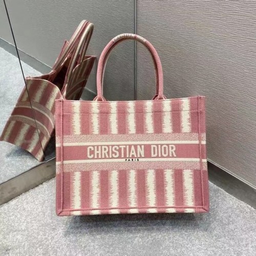 DIOR BOOK TOTE Bordado D-Stripes rosa M1287