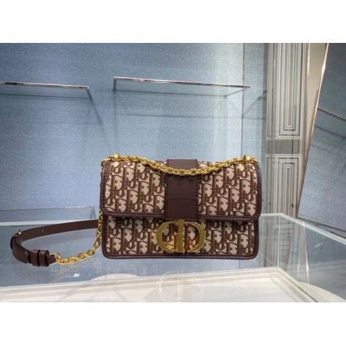 DIOR BOOK TOTE PEQUEÑO Bordado oblicuo C9008 Marrón