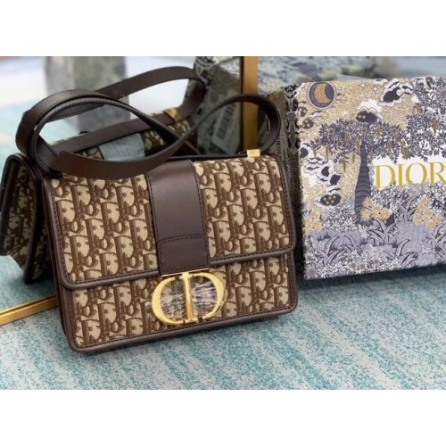 DIOR BOOK TOTE PEQUEÑO Bordado oblicuo M1296ZW Marrón