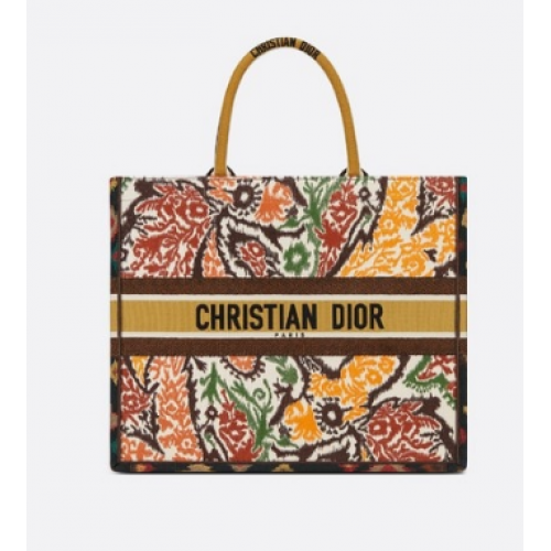 DIOR BOOK TOTE Amarillo multicolor Dior Paisley bordado M1286Z