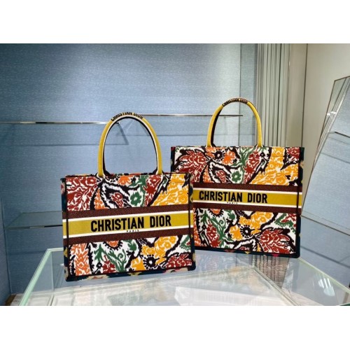 DIOR BOOK TOTE Amarillo multicolor Dior Paisley bordado M1287Z