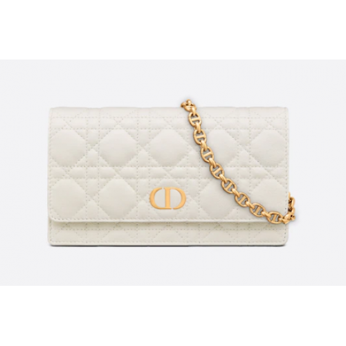 RIÑONERA CON CADENA DIOR CARO Piel de becerro Cannage flexible color café S5091UW