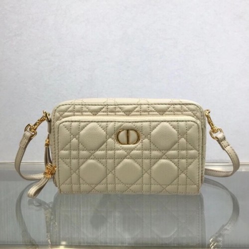 BOLSILLO DOBLE DIOR CARO Piel de becerro Cannage flexible S5037U Beige