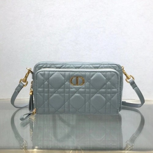 BOLSILLO DOBLE DIOR CARO Piel de becerro Cannage flexible S5037U gris