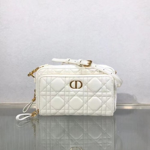 BOLSILLO DOBLE DIOR CARO Piel de becerro Cannage flexible S5037U blanco
