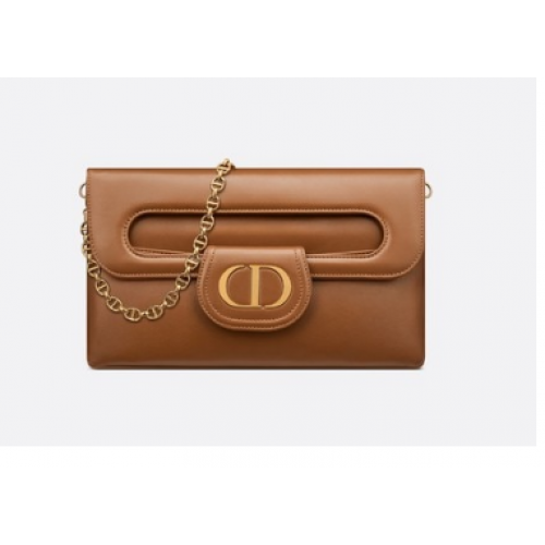 BOLSO DIOR MEDIUM DIORDOUBLE Piel de becerro degradada M8641U Coñac liso