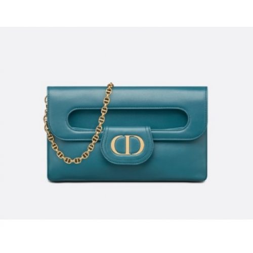 BOLSO MEDIANO DIOR DOUBLE DIOR Piel de becerro degradada M8641U Azul océano profundo liso