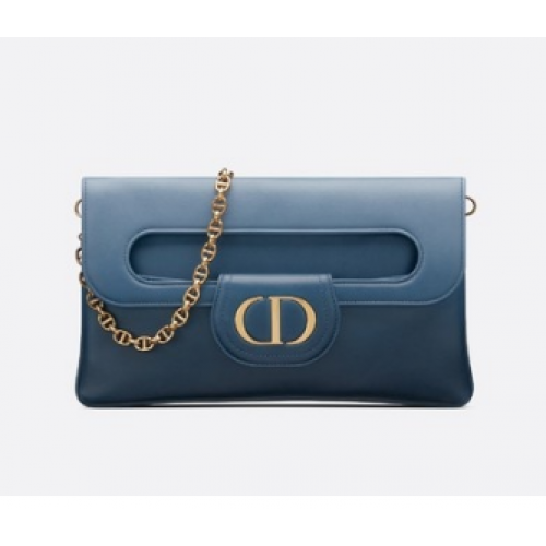 BOLSO DIOR MEDIUM DIORDOUBLE Piel de becerro degradada M8641U Azul índigo