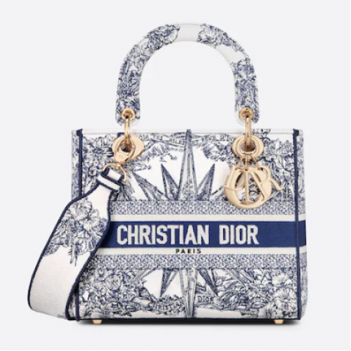 BOLSO DIOR MEDIUM LADY D-LITE Azul Multicolor Re ve dInfini Bordado M0565O