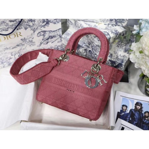 BOLSO DIOR MEDIUM LADY D-LITE Bordado cannage rosa malva M0565OREY