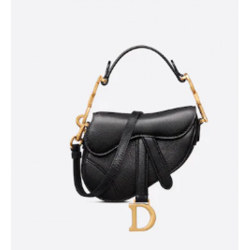 BOLSO SILLÍN DIOR MICRO Piel de cabra envejecida S5685CC negro