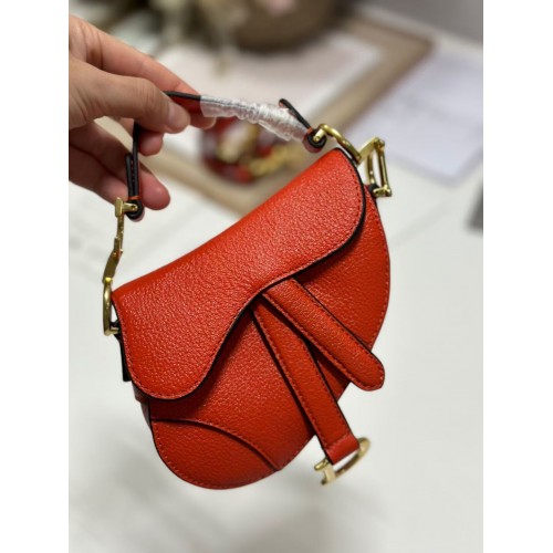 BOLSO SADDLE DIOR MICRO Piel de cabra envejecida S5685CC naranja
