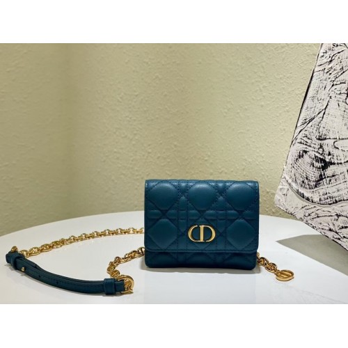 BOBBY MINI DIOR Piel de cordero Cannage degradada C0952 azul