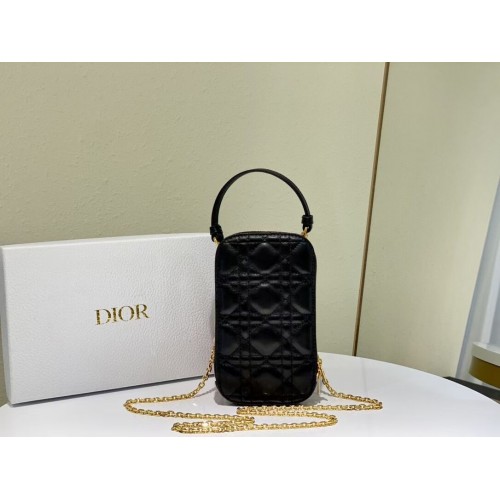 BOBBY MINI DIOR Piel de cordero Cannage degradada C0955 negro