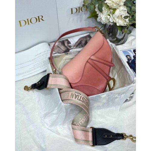BOLSO SADDLE DIOR Piel de becerro degradada M0446C Rosa &Bandolera