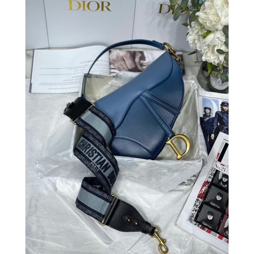 BOLSO SADDLE DIOR Piel de becerro degradada M0446C azul &Bandolera