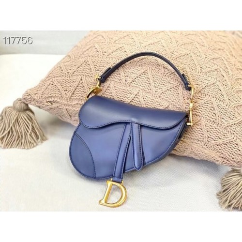 BOLSO SADDLE PEQUEÑO DIOR Piel de becerro M0445CW AZUL