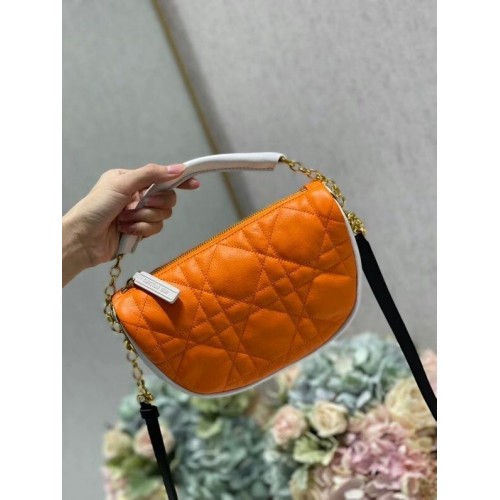 Bolso de hombro DIOR Cannage Piel de cordero C0617 naranja