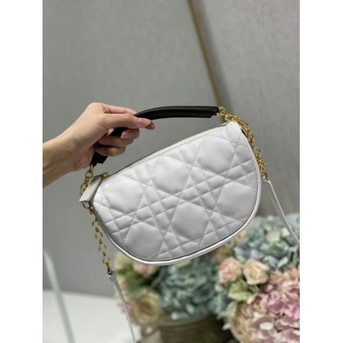 Bolso de hombro DIOR Cannage Piel de cordero C0617 blanco