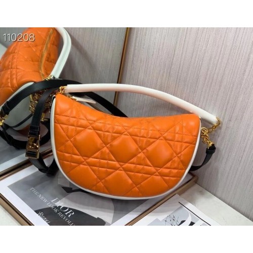 Bolso de hombro DIOR Cannage Piel de cordero C0616 naranja