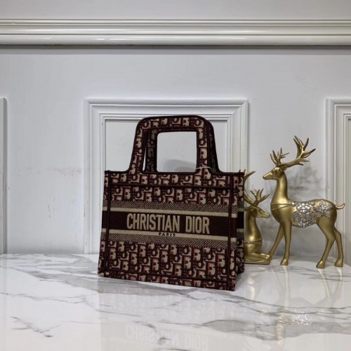 BOLSO TOTE DIOR DE LONA BORDADA C0195 Vino
