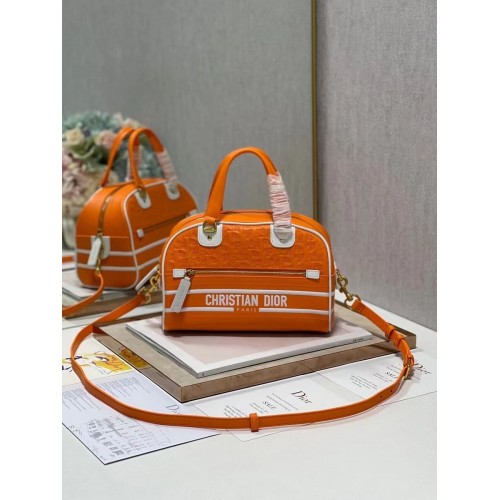 Bolso tote DIOR mediano de piel grabada A9200 naranja