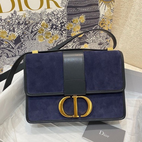 BOLSO Dior 30 MONTAIGNE Piel de becerro escarchada C9268 Azul oscuro