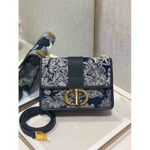 BOLSO Dior 30 MONTAIGNE Oblique Jacquard C9263-2 azul oscuro