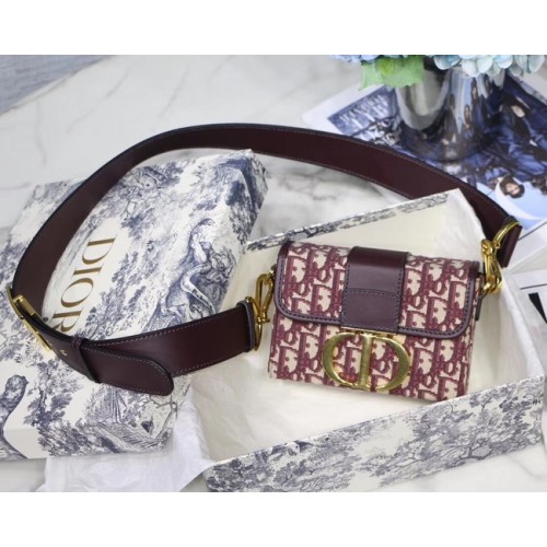 BOLSO CAJA Dior 30 MONTAIGNE DE LONA JACQUARD M928 burdeos