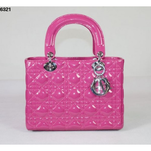 Christian Lady Dior Peachpuff Charol Bolso 6321 Plata