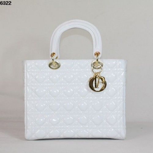 Bolso Christian Lady Dior Charol Blanco 6322 Oro