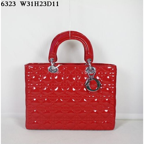 Bolso Christian Lady Dior Charol Rojo 6323
