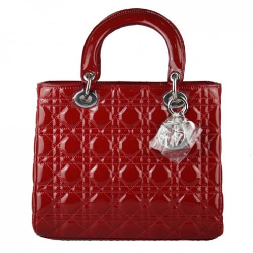 Bolso Christian Lady Dior Charol Rojo 9928