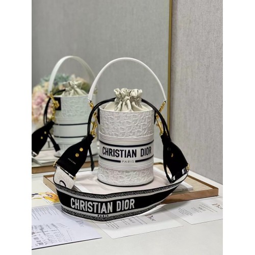 Bolso bombonera Dior Bubble Maple Leaf en relieve de piel de becerro C9300 blanco