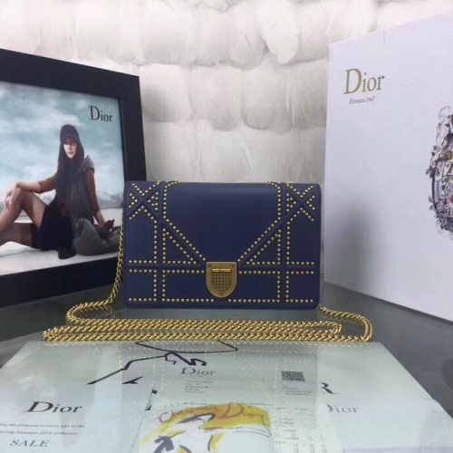 Dior CANNAGE Original piel de oveja Mini bolso de hombro 3709 azul