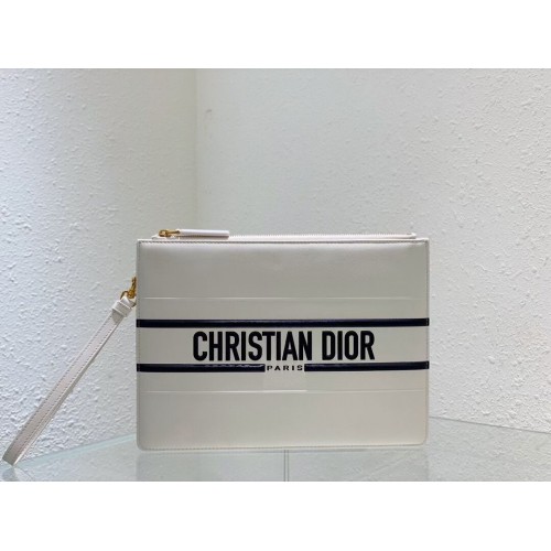 Bolso de mano Dior de piel de becerro C9181 blanco