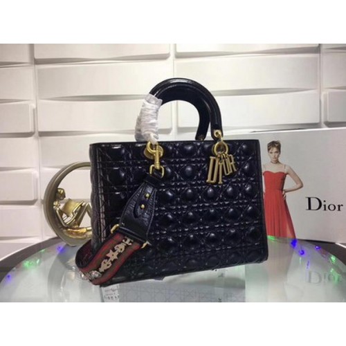 Dior Cannage Lady Bag Cuero Original CD0584 Negro