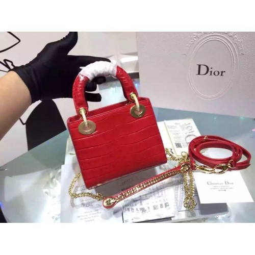 Dior Cannage Nano Lady Bag Cuero Original CD3891 rojo
