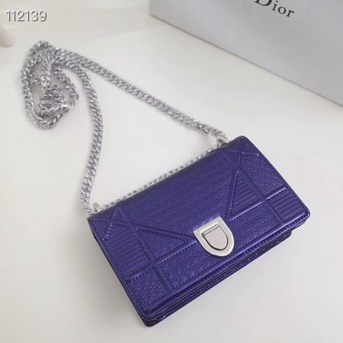 Dior DIORAMA Bolso con cadena de cuero S0328 azul