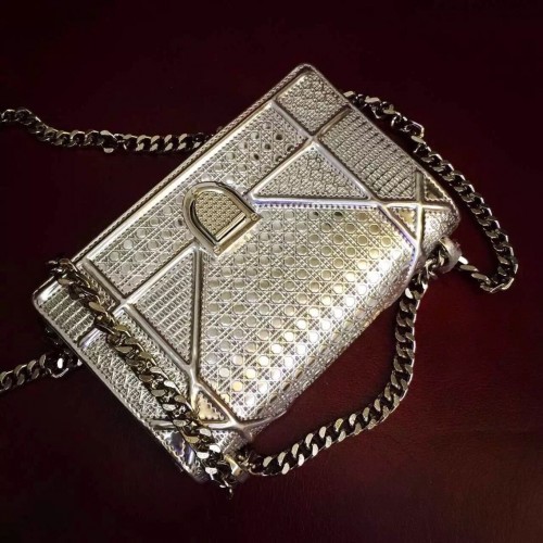 Bolso Dior Diorama Cuero Original CD13S Plata
