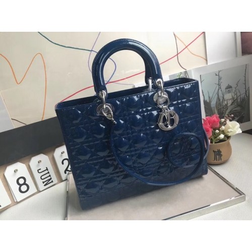 Dior BOLSO GRANDE LADY DIOR DE PIEL DE CORDERO CAL44560 azul