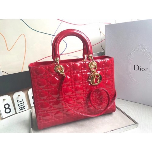 Dior BOLSO GRANDE LADY DIOR DE PIEL DE CORDERO CAL44560 rojo