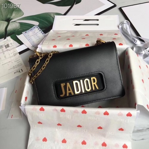 Bolso con solapa Dior Jadior con cadena Piel de becerro M9000C negro