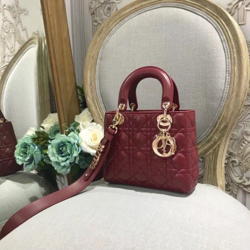Dior BOLSO LADY DIOR DE BECERRO CD3891 Burdeos