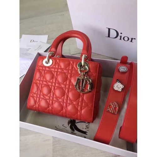 Bolso Dior Lady Original Piel De Oveja D6355 Rojo